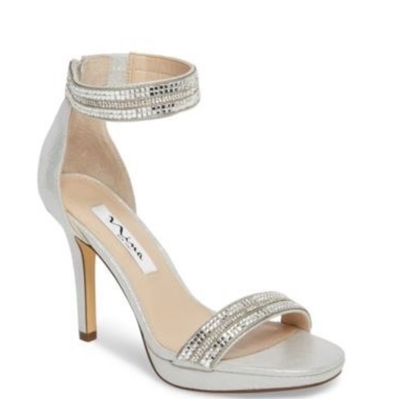 Silver Sparkle Crystal High Heel Platform Sandal - Picture 6 of 7